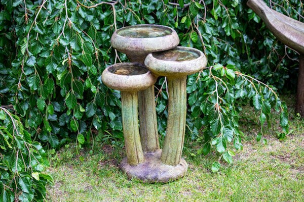 Three Water Lilies Birdbath and create a haven for birds cement Sculptural